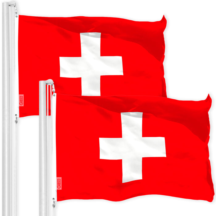 Switzerland Swiss Flag 3x5 Ft 2-Pack 150D Printed Polyester By G128