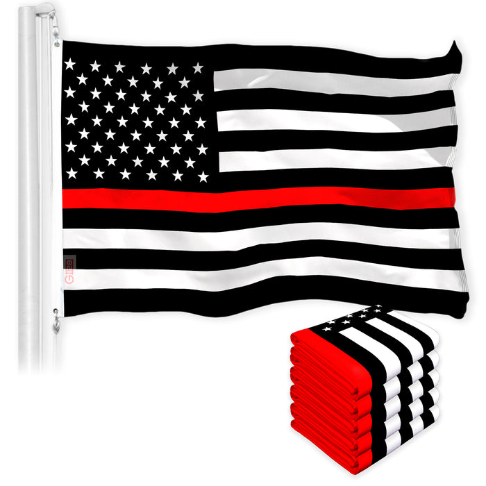 Thin Red Line Flag 3x5 Ft 5-Pack Printed 150D Polyester By G128