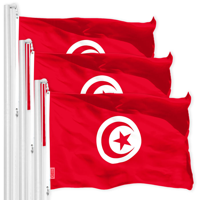 Tunisia Tunisian Flag 3x5 Ft 3-Pack 150D Printed Polyester By G128