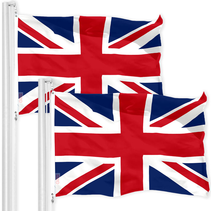 UK Great Britain Flag 3x5 Ft 2-Pack 150D Printed Polyester By G128