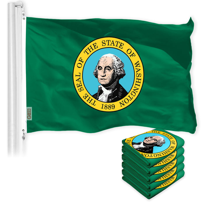 Washington WA State Flag 3x5 Ft 5-Pack 150D Printed Polyester By G128