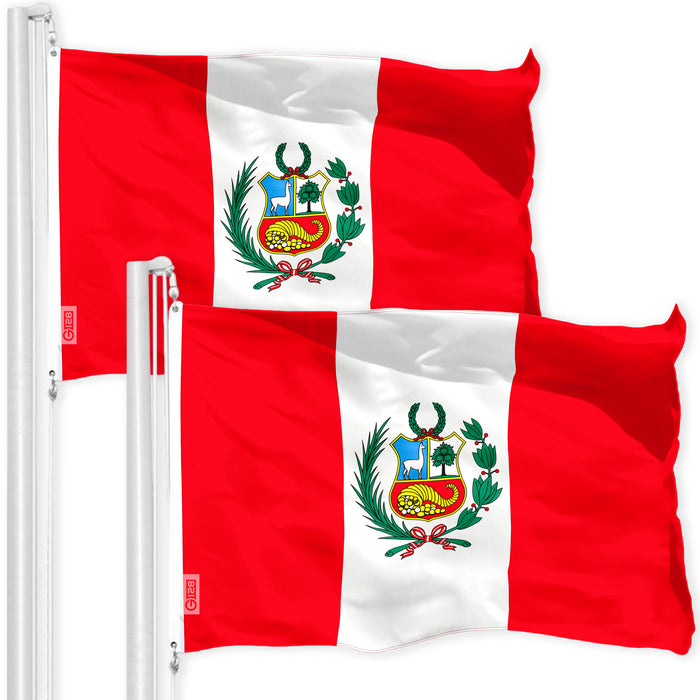 Peru Peruvian Flag 3x5 Ft 2-Pack 150D Printed Polyester By G128