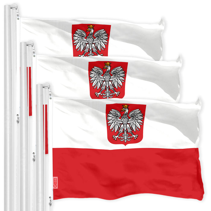 Poland Ensign Polish Flag 3x5 Ft 3-Pack 150D Printed Polyester By G128