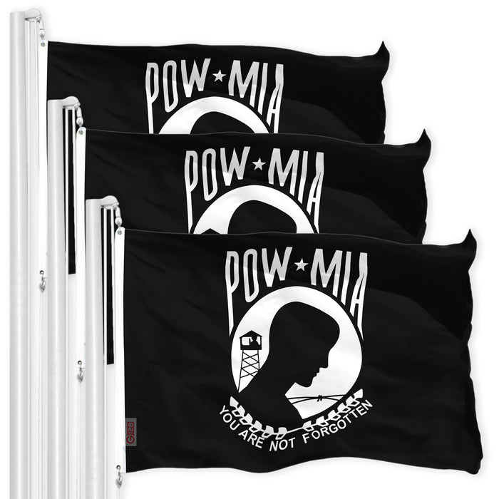 POW MIA Black Flag 3x5 Ft 3-Pack 150D Printed Polyester By G128