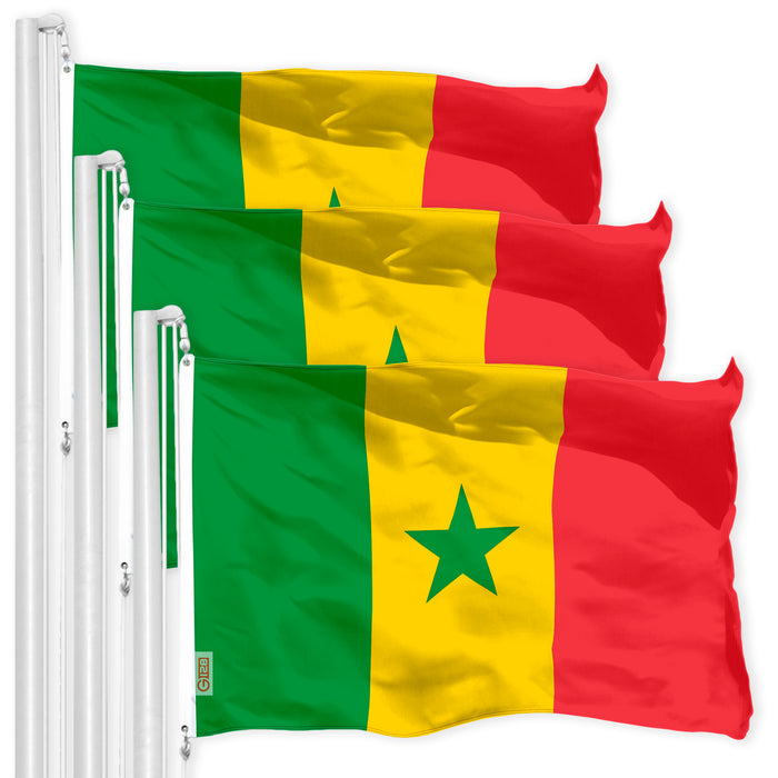 Senegal Senegalese Flag 3x5 Ft 3-Pack 150D Printed Polyester By G128