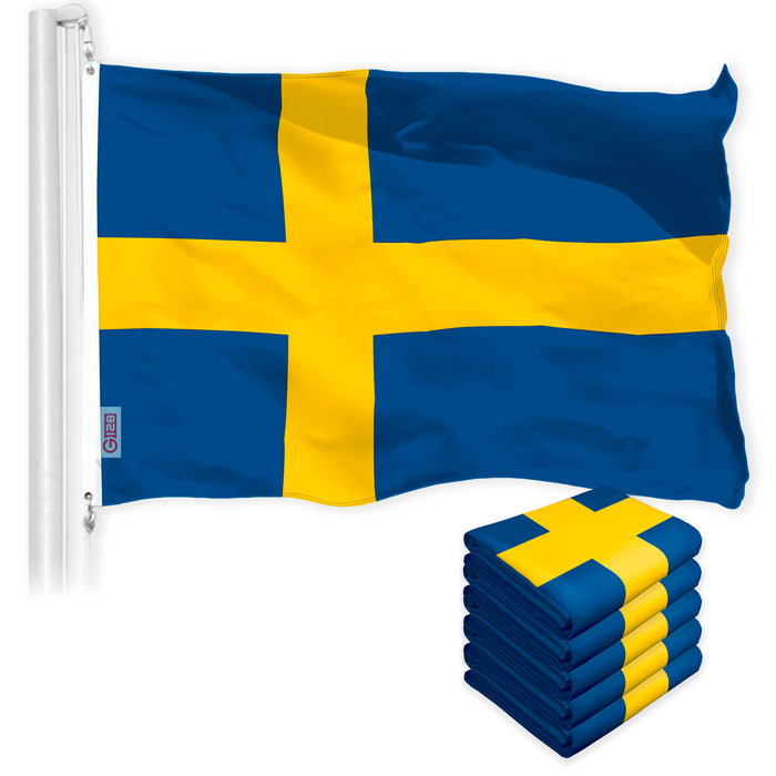 Sweden Swedish Flag 3x5 Ft 5-Pack 150D Printed Polyester By G128