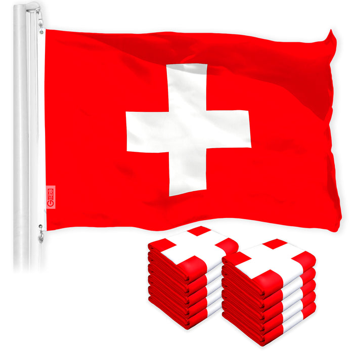 Switzerland Swiss Flag 3x5 Ft 10-Pack 150D Printed Polyester By G128
