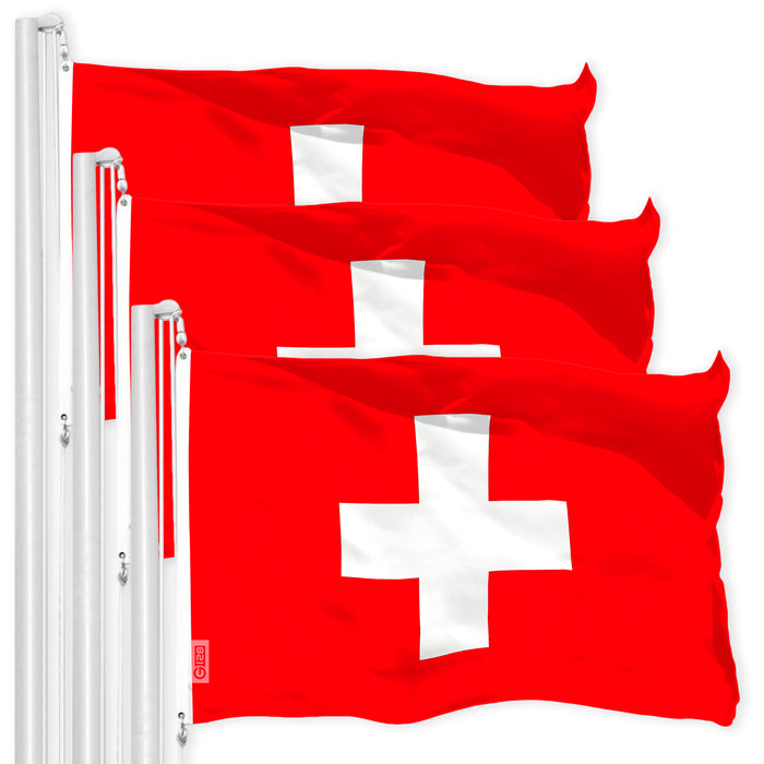 Switzerland Swiss Flag 3x5 Ft 3-Pack 150D Printed Polyester By G128