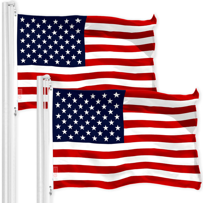 G128 2 Pack: American USA Flag | 2x3 Ft | LiteWeave Pro Series Printed 150D Polyester | Country Flag, Indoor/Outdoor, Vibrant Colors, Brass Grommets, Thicker and More Durable Than 100D 75D Polyester