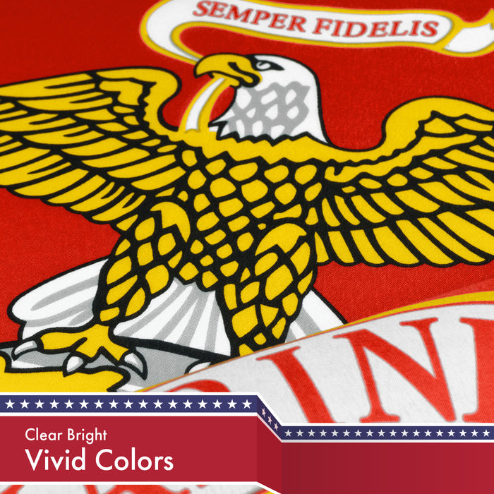USMC Flag 3x5 Ft 2-Pack 150D Printed Polyester By G128