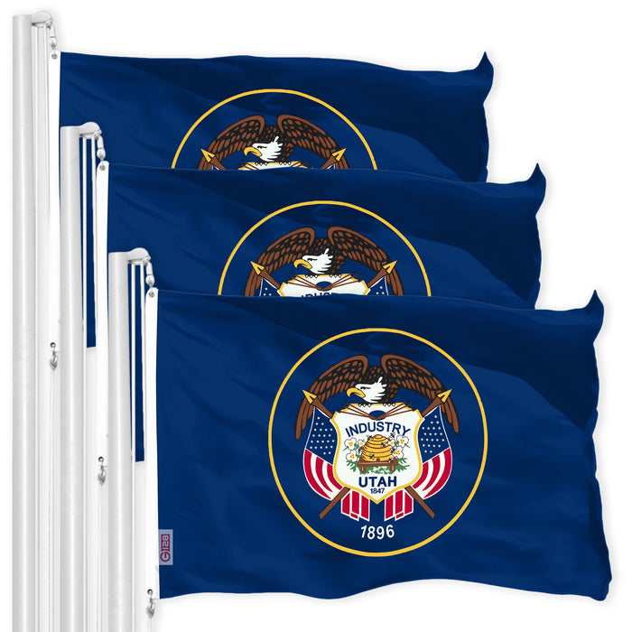 Utah UT State Flag 3x5 Ft 3-Pack 150D Printed Polyester By G128