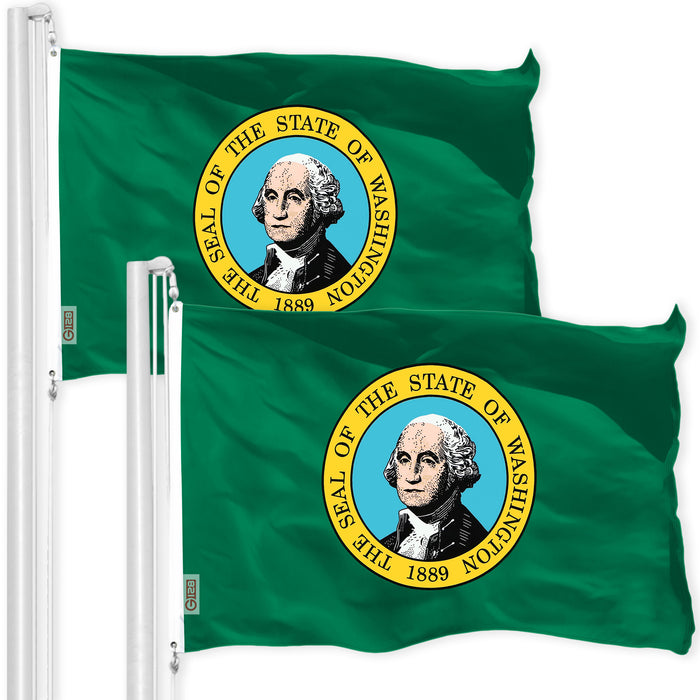Washington WA State Flag 3x5 Ft 2-Pack 150D Printed Polyester By G128