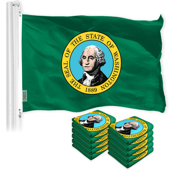 Washington WA State Flag 3x5 Ft 10-Pack 150D Printed Polyester By G128