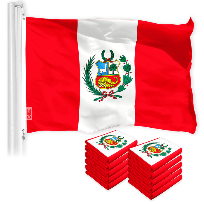 Peru Peruvian Flag 3x5 Ft 10-Pack 150D Printed Polyester By G128