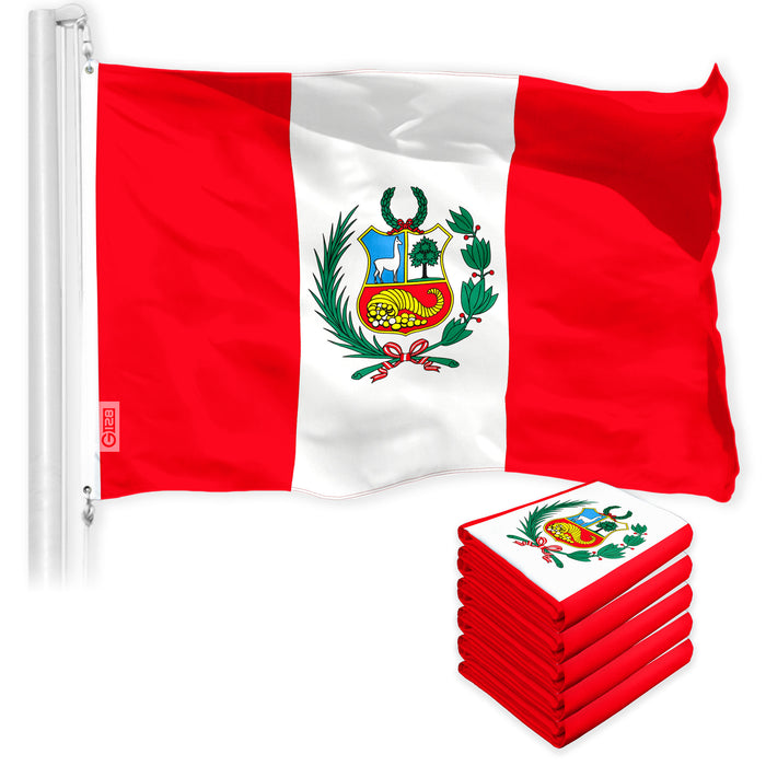 Peru Peruvian Flag 3x5 Ft 5-Pack 150D Printed Polyester By G128