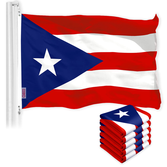 Puerto Rico PR Flag 3x5 Ft 5-Pack 150D Printed Polyester By G128