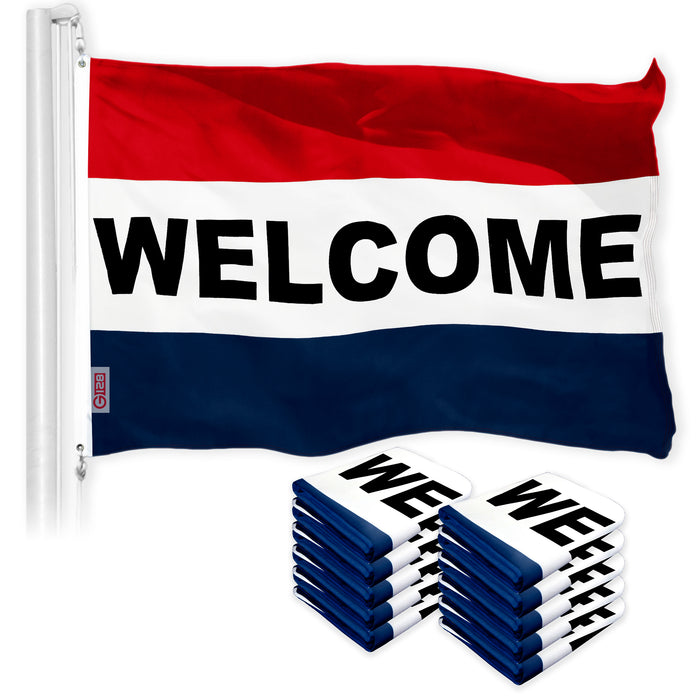Welcome Sign Business Flag 3x5 Ft 10-Pack Printed 150D Polyester By G128
