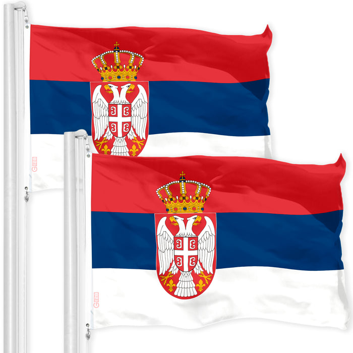 Serbia Serbian Flag 3x5 Ft 2-Pack 150D Printed Polyester By G128