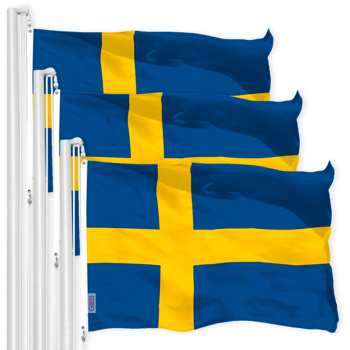 Sweden Swedish Flag 3x5 Ft 3-Pack 150D Printed Polyester By G128