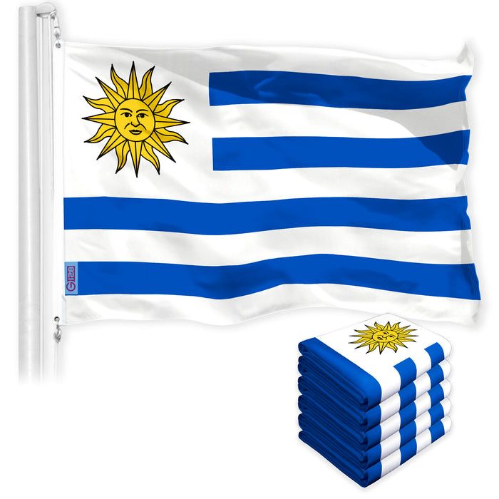 Uruguay Uruguayan Flag 3x5 Ft 5-Pack 150D Printed Polyester By G128