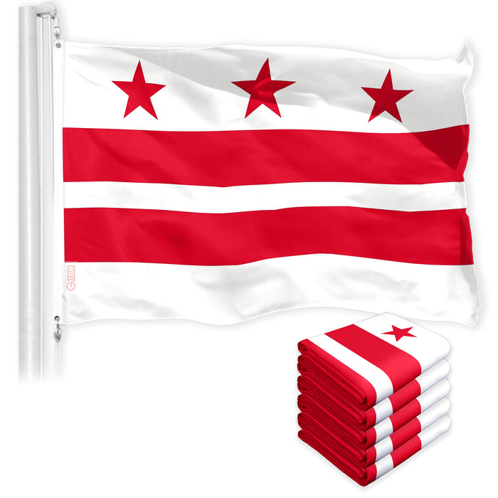 Washington DC City Flag 3x5 Ft 5-Pack 150D Printed Polyester By G128