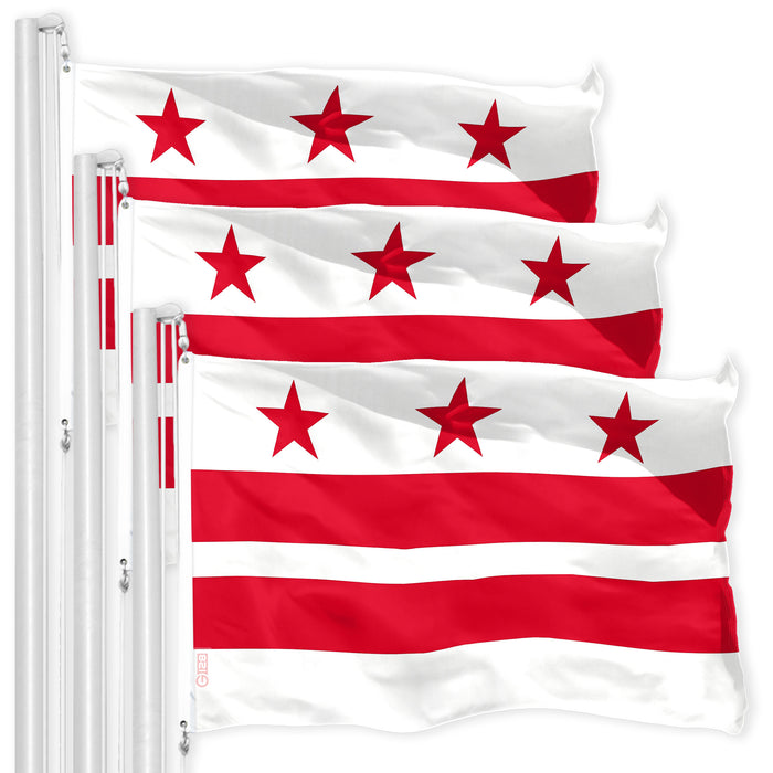 Washington DC City Flag 3x5 Ft 3-Pack 150D Printed Polyester By G128
