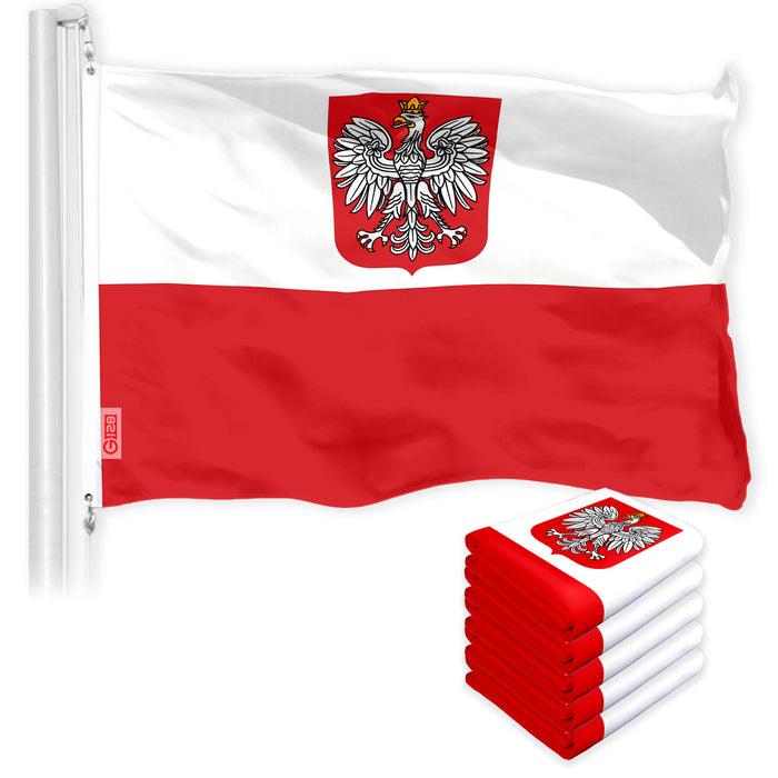 Poland Ensign Polish Flag 3x5 Ft 5-Pack 150D Printed Polyester By G128