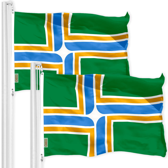 Portland City Flag 3x5 Ft 2-Pack 150D Printed Polyester By G128