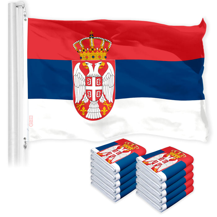 Serbia Serbian Flag 3x5 Ft 10-Pack 150D Printed Polyester By G128