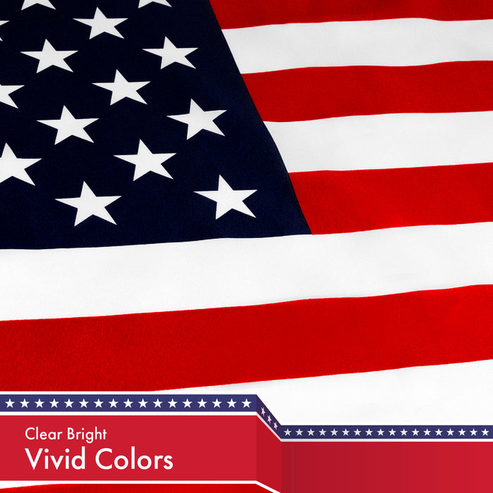 G128 2 Pack: American USA Flag | 2x3 Ft | LiteWeave Pro Series Printed 150D Polyester | Country Flag, Indoor/Outdoor, Vibrant Colors, Brass Grommets, Thicker and More Durable Than 100D 75D Polyester