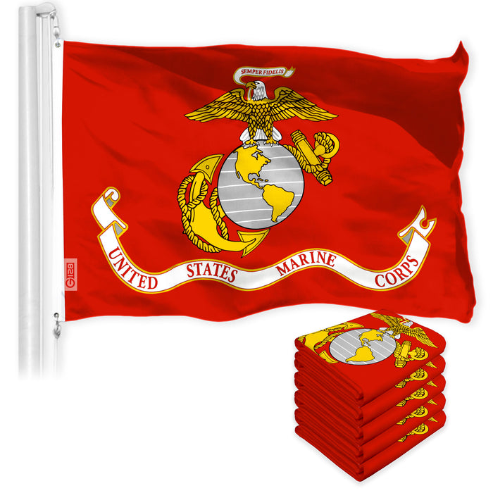 USMC Flag 3x5 Ft 5-Pack 150D Printed Polyester By G128