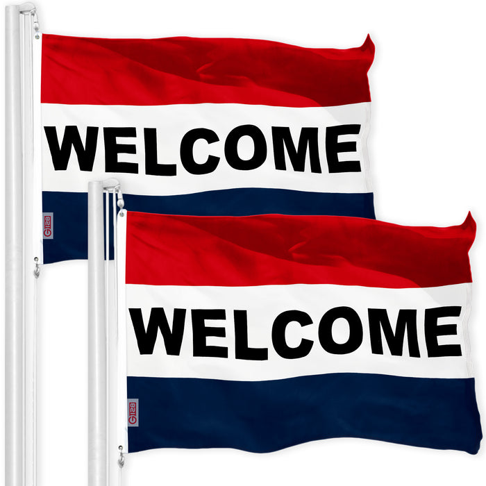 Welcome Sign Business Flag 3x5 Ft 2-Pack Printed 150D Polyester By G128