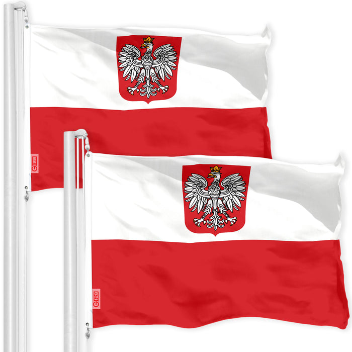 Poland Ensign Polish Flag 3x5 Ft 2-Pack 150D Printed Polyester By G128