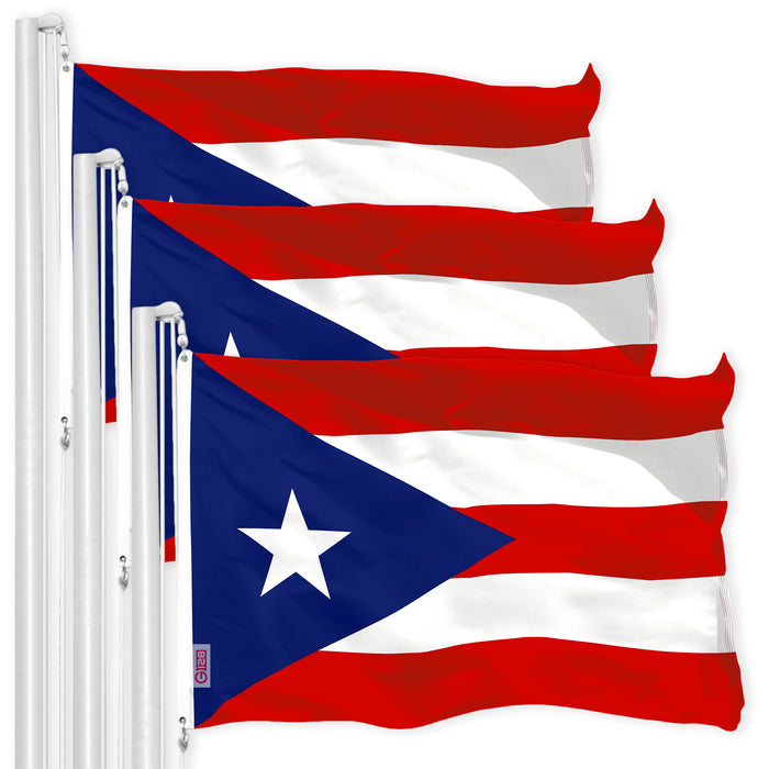 Puerto Rico PR Flag 3x5 Ft 3-Pack 150D Printed Polyester By G128