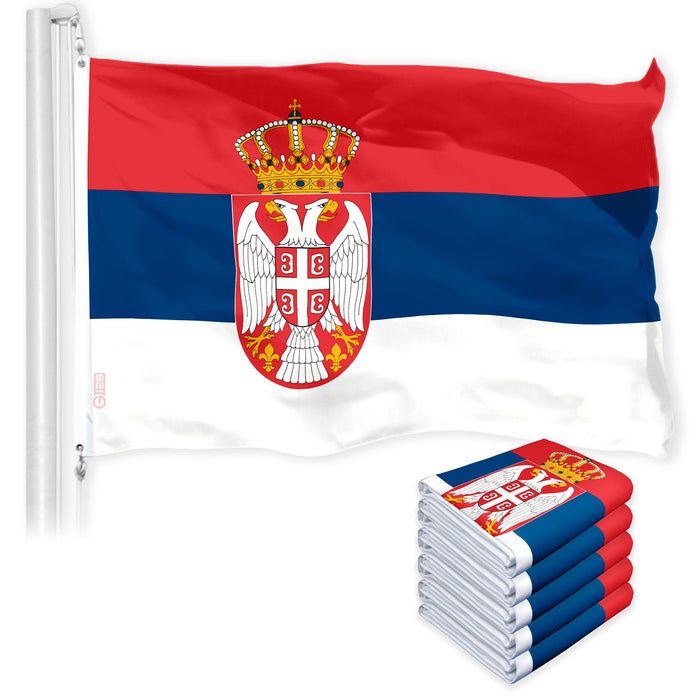 Serbia Serbian Flag 3x5 Ft 5-Pack 150D Printed Polyester By G128