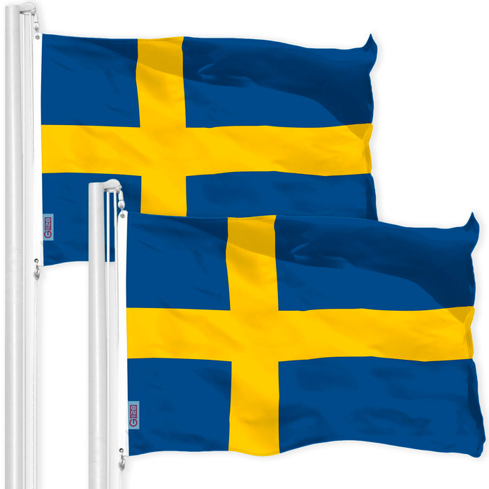 Sweden Swedish Flag 3x5 Ft 2-Pack 150D Printed Polyester By G128