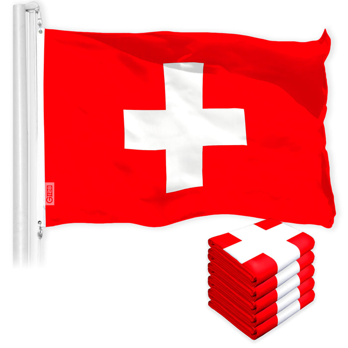 Switzerland Swiss Flag 3x5 Ft 5-Pack 150D Printed Polyester By G128