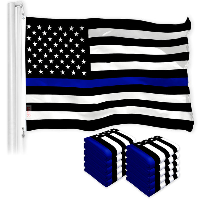 Thin Blue Line American Flag 3x5 Ft 10-Pack Printed 150D Polyester By G128
