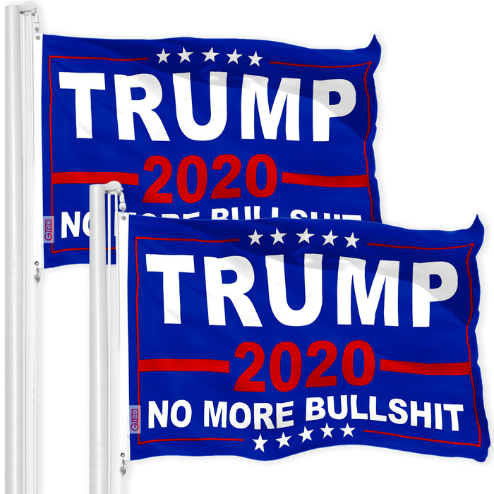 Trump No More Bullshit 2020 Flag 3x5 Ft 2-Pack Printed 150D Polyester By G128