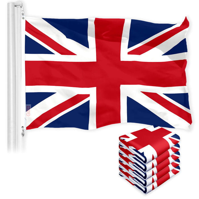 UK Great Britain Flag 3x5 Ft 5-Pack 150D Printed Polyester By G128