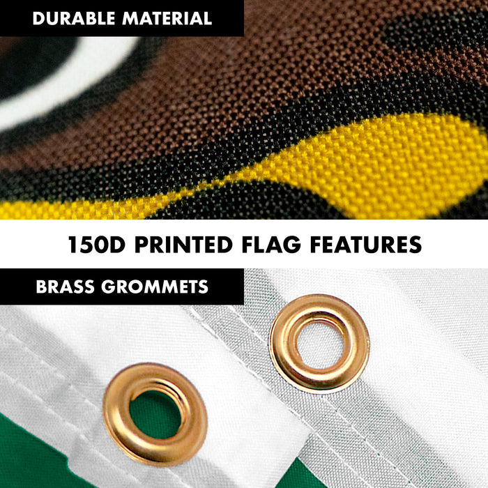 G128 Combo Pack: 6 Feet Tangle Free Spinning Flagpole (Black) Mexico Mexican Flag 3x5 ft Printed 150D Brass Grommets (Flag Included) Aluminum Flag Pole