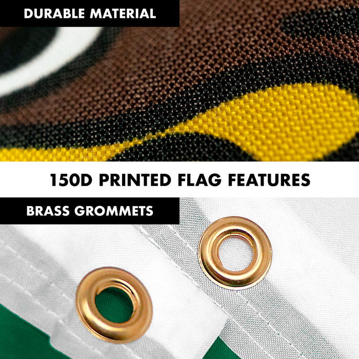 G128 Combo Pack: 6 Feet Tangle Free Spinning Flagpole (White) Mexico Mexican Flag 3x5 ft Printed 150D Brass Grommets (Flag Included) Aluminum Flag Pole