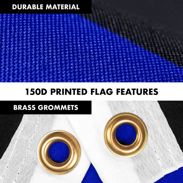 G128 Combo Pack: 6 Feet Tangle Free Spinning Flagpole (Silver) Thin Blue Line Flag 3x5 ft Printed 150D Brass Grommets (Flag Included) Aluminum Flag Pole