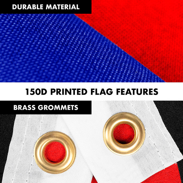 G128 Combo Pack: 6 Feet Tangle Free Spinning Flagpole (Black) Thin Blue and Red Line Flag 3x5 ft Printed 150D Brass Grommets (Flag Included) Aluminum Flag Pole