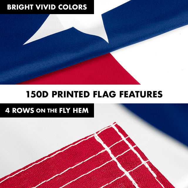 G128 Combo Pack: 6 Feet Tangle Free Spinning Flagpole (Silver) Texas TX State Flag 3x5 ft Printed 150D Brass Grommets (Flag Included) Aluminum Flag Pole