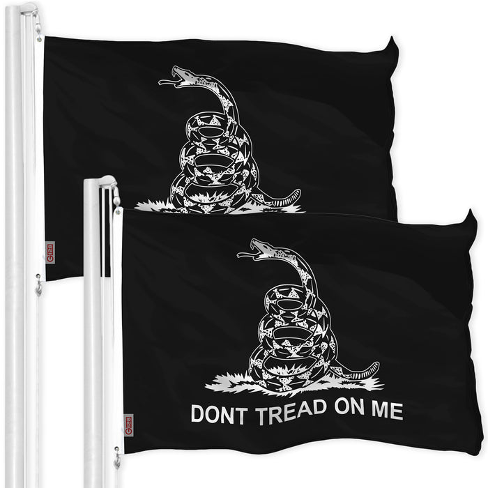 Gadsden Black and White Flag 3x5 Ft 2-Pack Printed 150D Polyester By G128