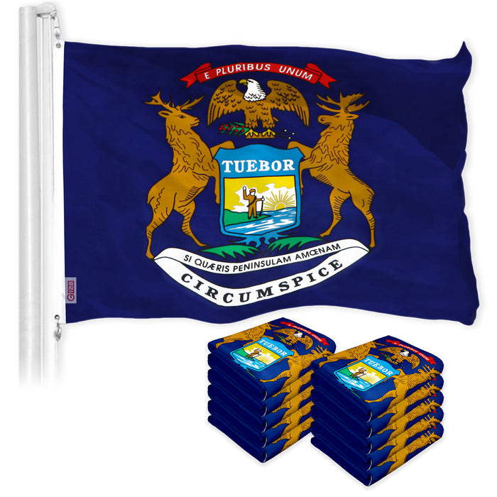 Michigan MI State Flag 3x5 Ft 10-Pack 150D Printed Polyester By G128