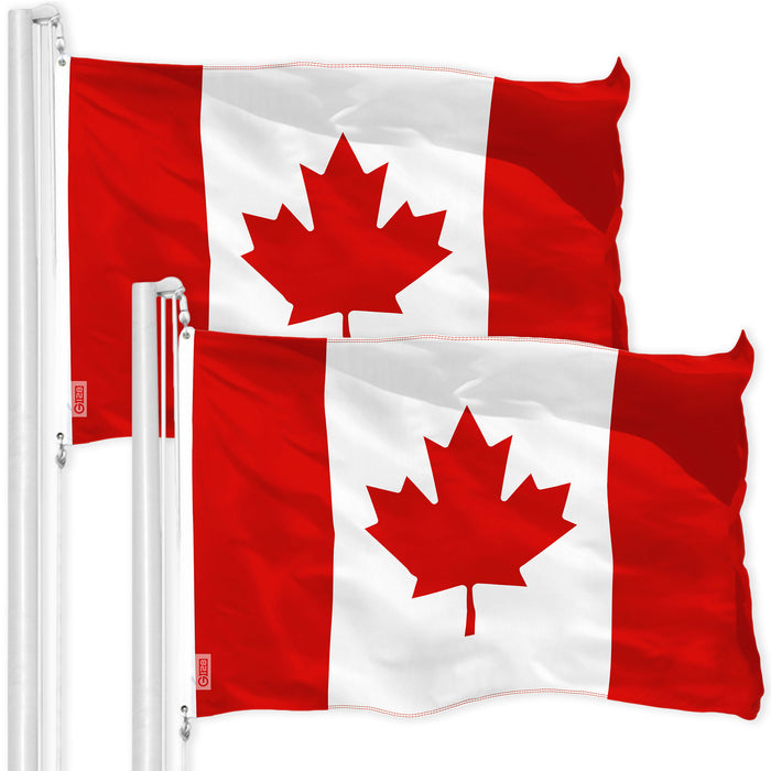 G128 2 Pack: Canada Canadian Flag | 2x3 Ft | LiteWeave Pro Series Printed 150D Polyester | Country Flag, Vibrant Colors, Brass Grommets, Thicker and More Durable Than 100D 75D Polyester