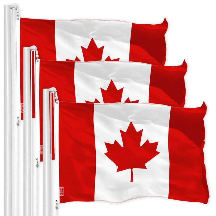 G128 3 Pack: Canada Canadian Flag | 4x6 Ft | LiteWeave Pro Series Printed 150D Polyester | Country Flag, Vibrant Colors, Brass Grommets, Thicker and More Durable Than 100D 75D Polyester