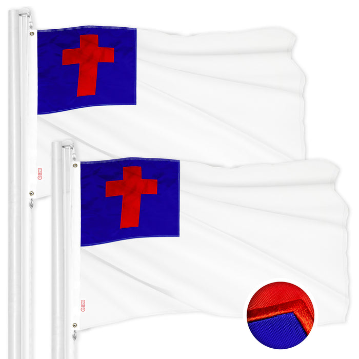G128 2 Pack: Christian Flag | 4x6 Ft | ToughWeave Series Embroidered 300D Polyester | Religious Flag, Embroidered Design, Indoor/Outdoor, Brass Grommets